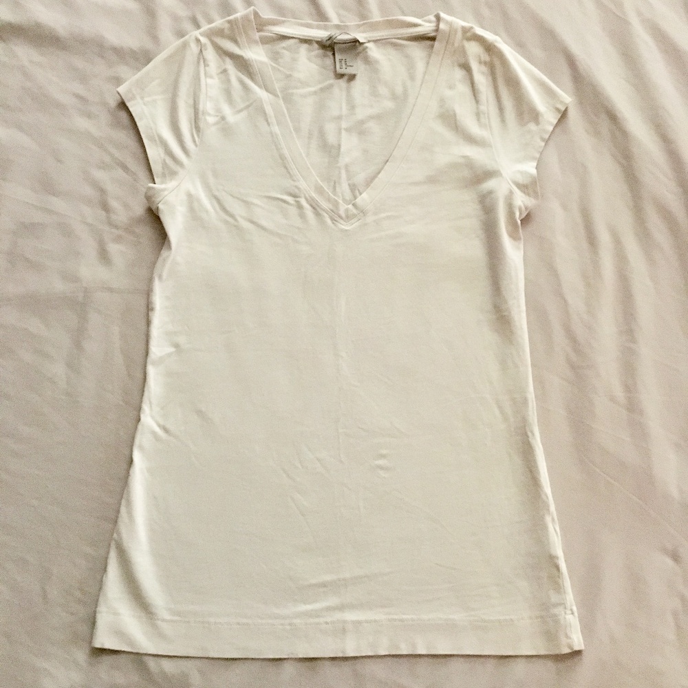 White V-Neck Tee